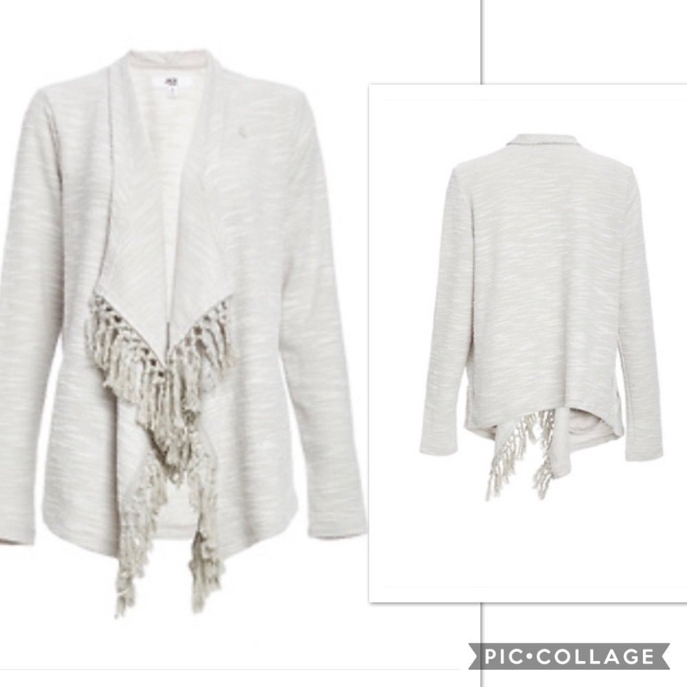 JACK BY BB DAKOTA ALPINE FRINGE COTTON CARDIGAN
